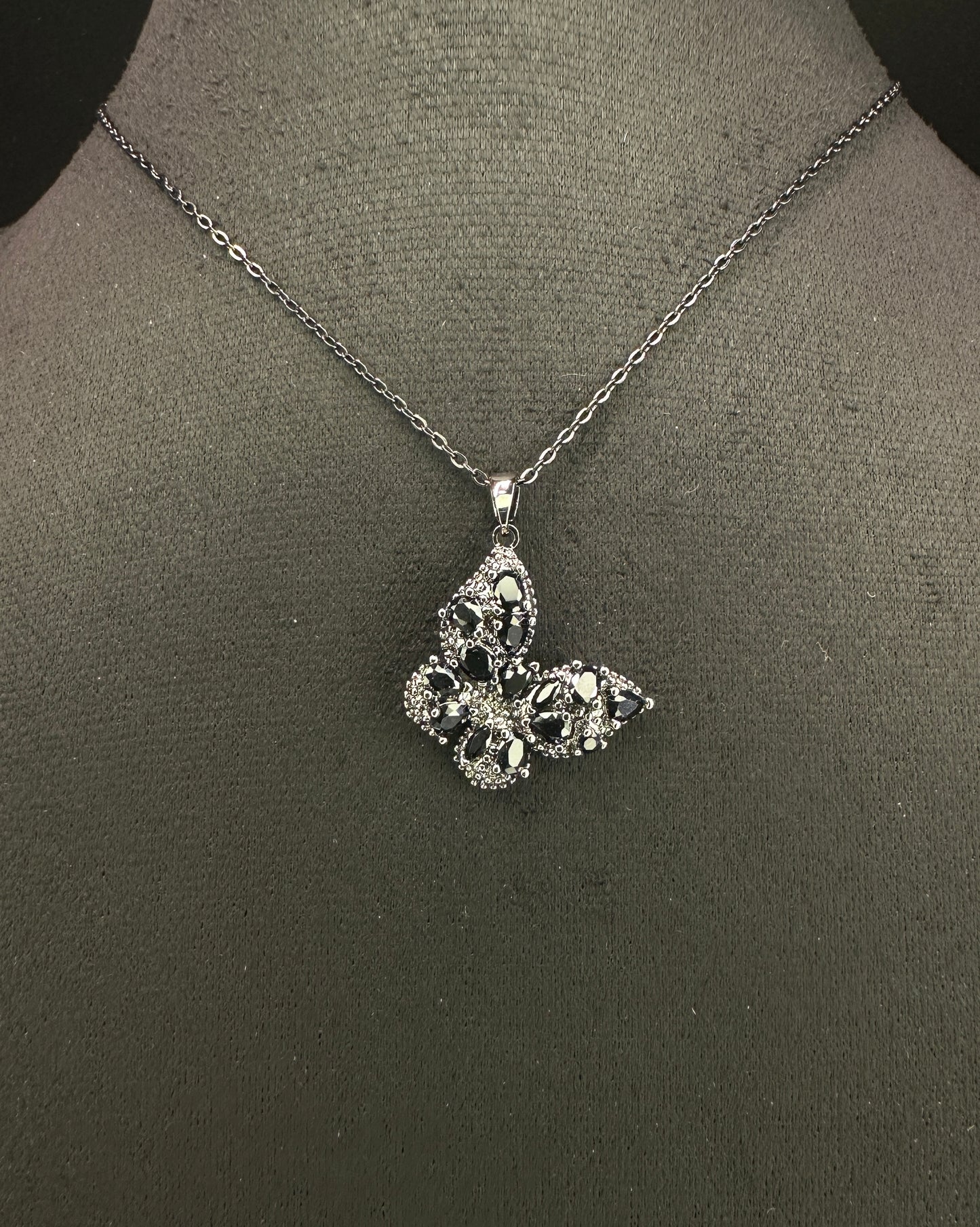 Sable Aura Wing Pendant | Black Butterfly Necklace