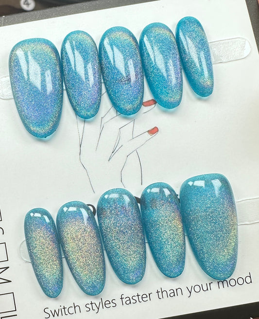 Ocean Aurora  | Handmade Press on Nails Australia| Luxury Handmade Medium Round Press-On Nails |Daily Nails | Handmade Press on Nails