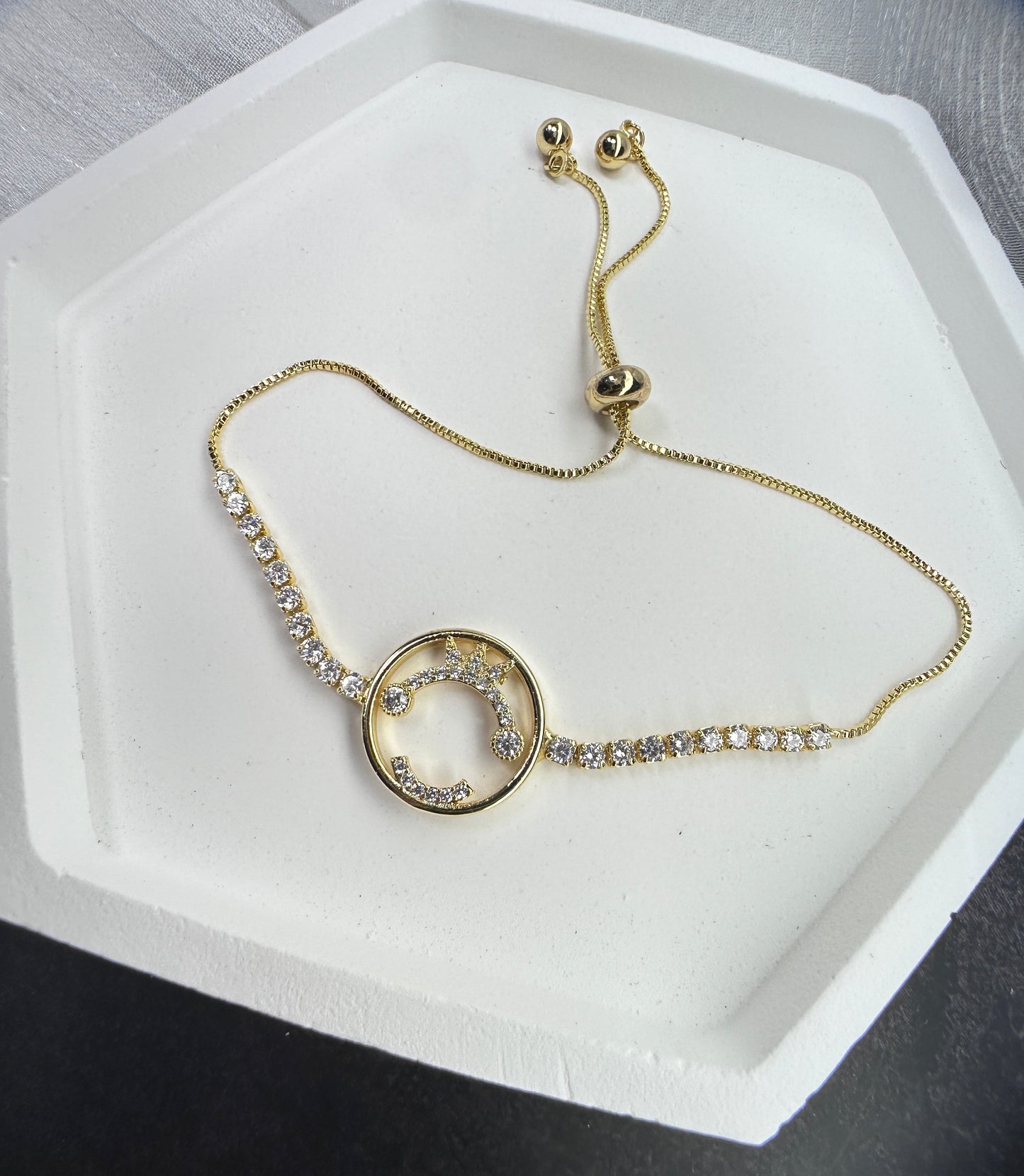 Royal Smile: Crowned Smiley Face Adjustable Bracelet