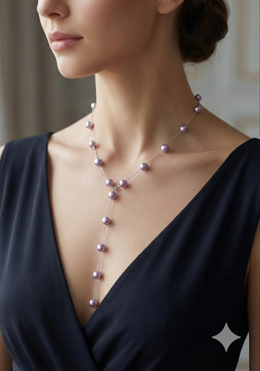 Velvet Adjustable Lavender & Silver Necklace