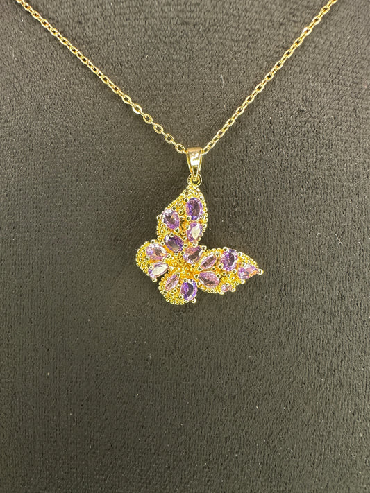 Royal Aura Wing Pendant | Purple Butterfly Necklace