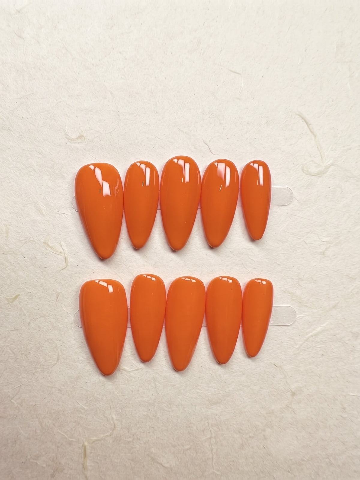Vivid Orange Medium Almond Handmade Press-On Nails