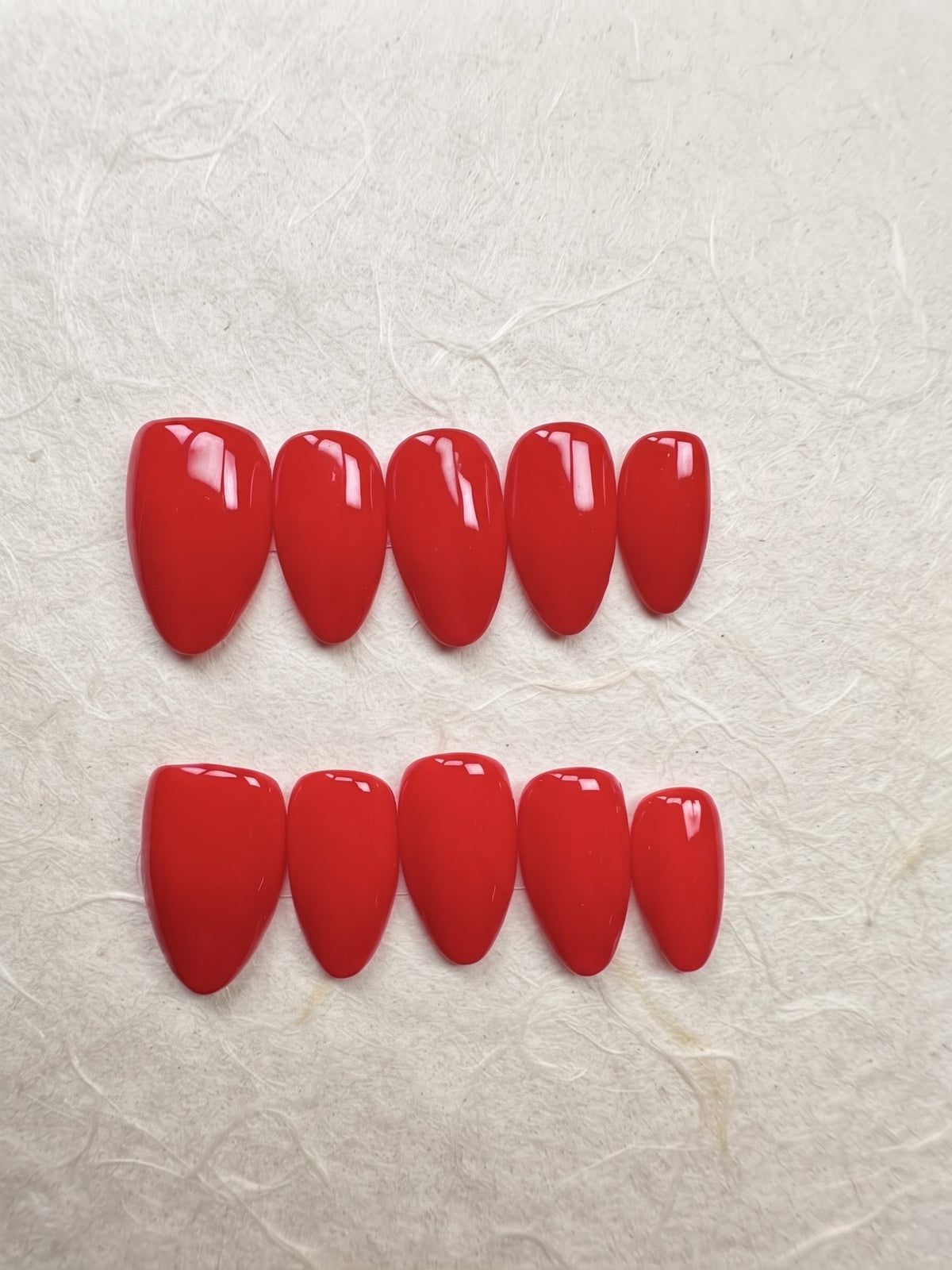 Cherry Red Short Almond Handmade Press-On Nails