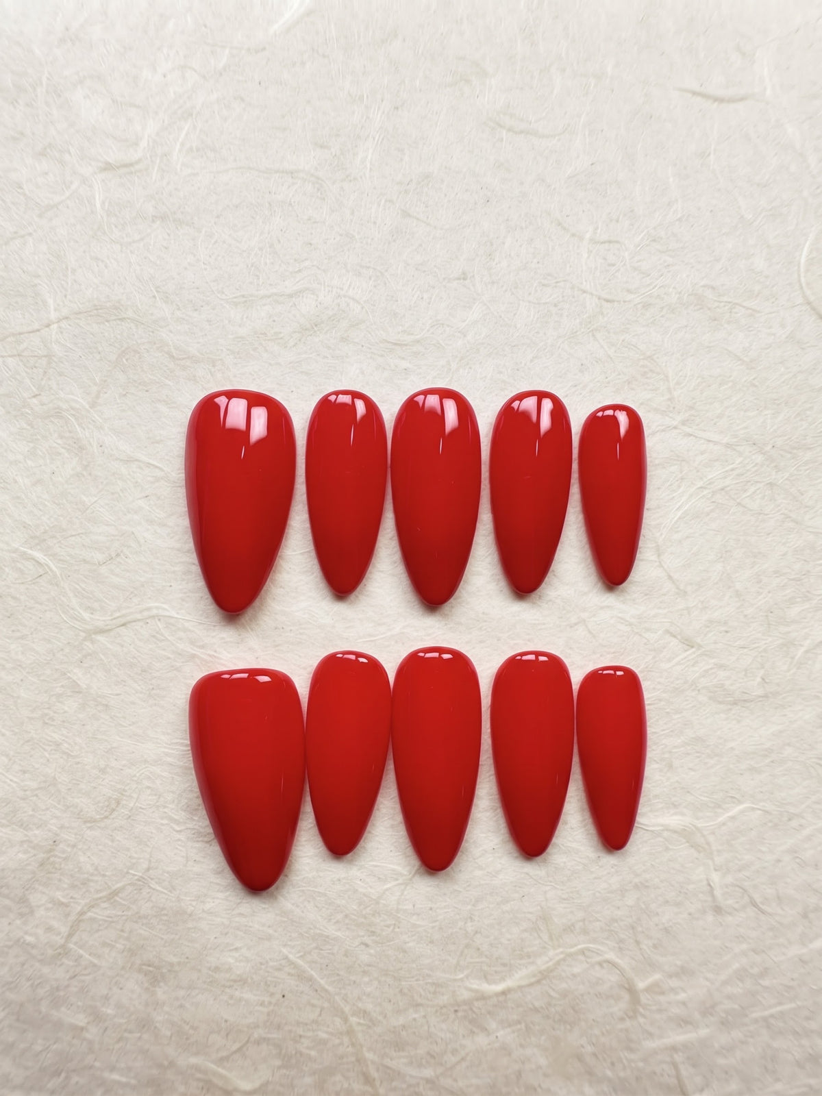 Cherry Red Medium Almond Handmade Press-On Nails