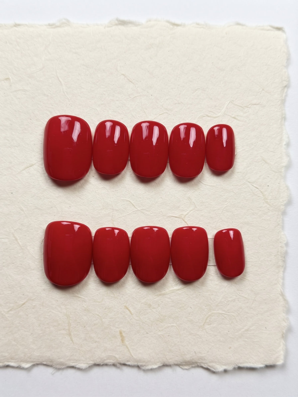 Rich Red Short Square Handmade Press-On Nails