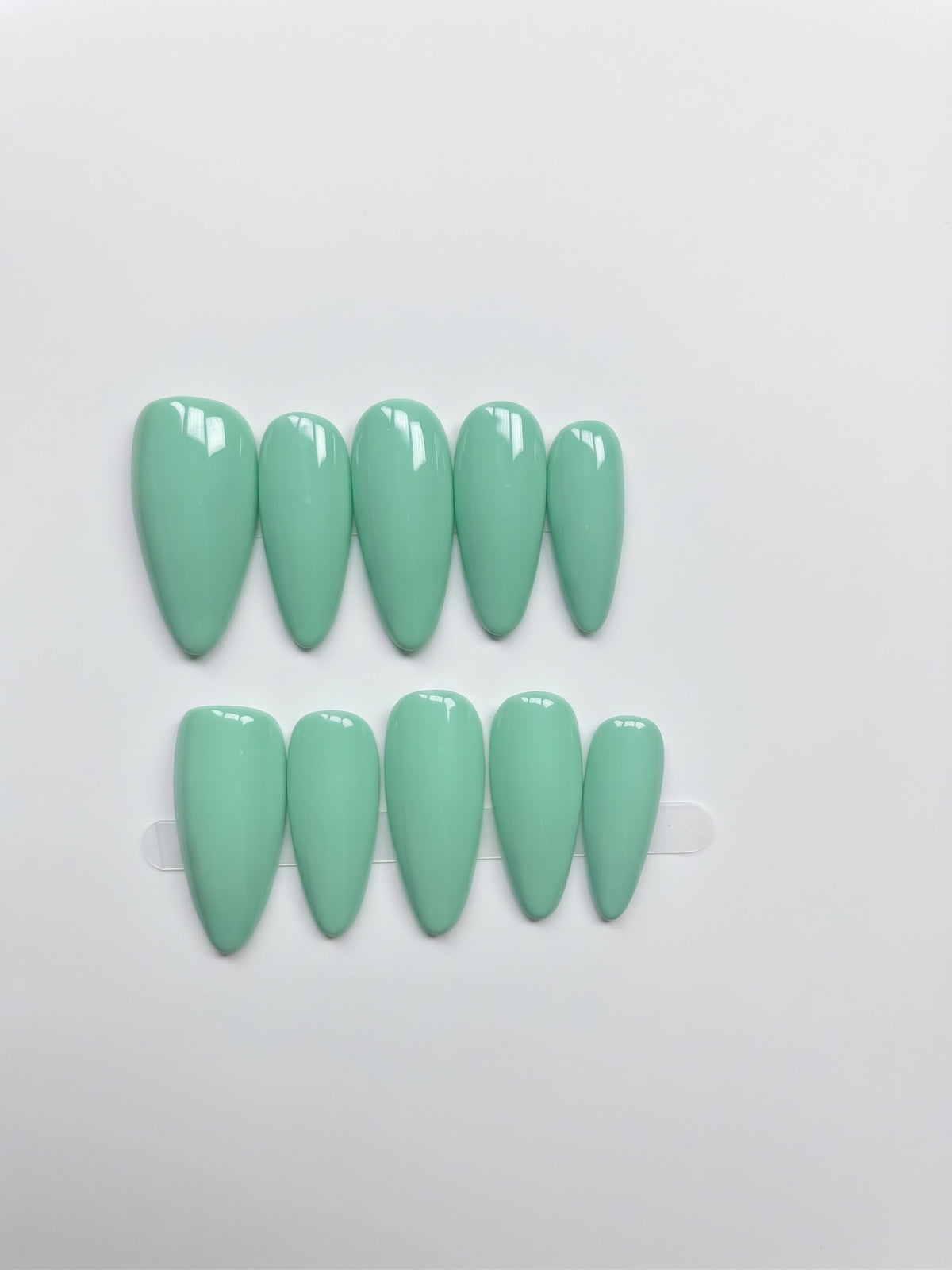 Mint Green Medium Almond Handmade Press-On Nails