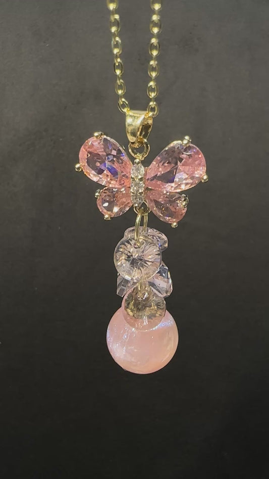 Aurora Shimmer Galaxy Pendant | Pink Galaxy necklace